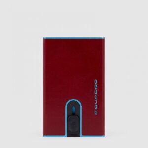 Porta Carte di Credito Piquadro con Sliding System in Pelle Blue Square Rosso