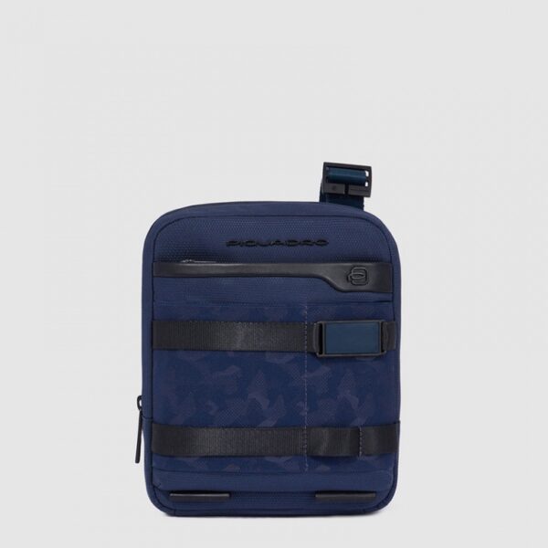 Borsello Piquadro porta Tablet Mini in Pelle e Tessuto FX Blu