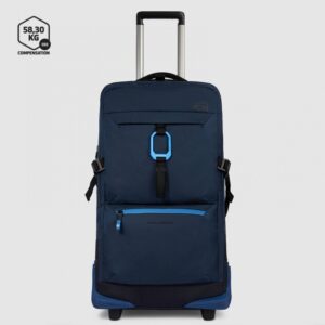 Borsone Trolley Piquadro 2 Ruote in Tessuto Riciclato Corner Blu