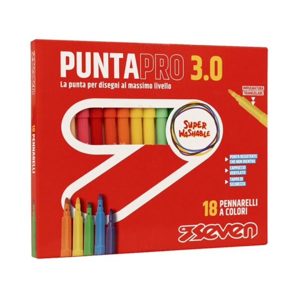 Pennarelli Puntapro 3.0 Scatola Da 18 Colori Seven