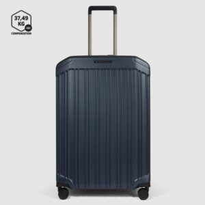 Trolley medio rigido espandibile a quattro ruote PQ-Light Blu Opaco