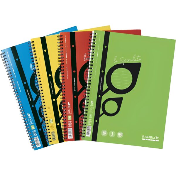 Blocco Spiralato Rambloc a 4 fori rinforzati 80 fg 1 Rigo 21x29,7cm