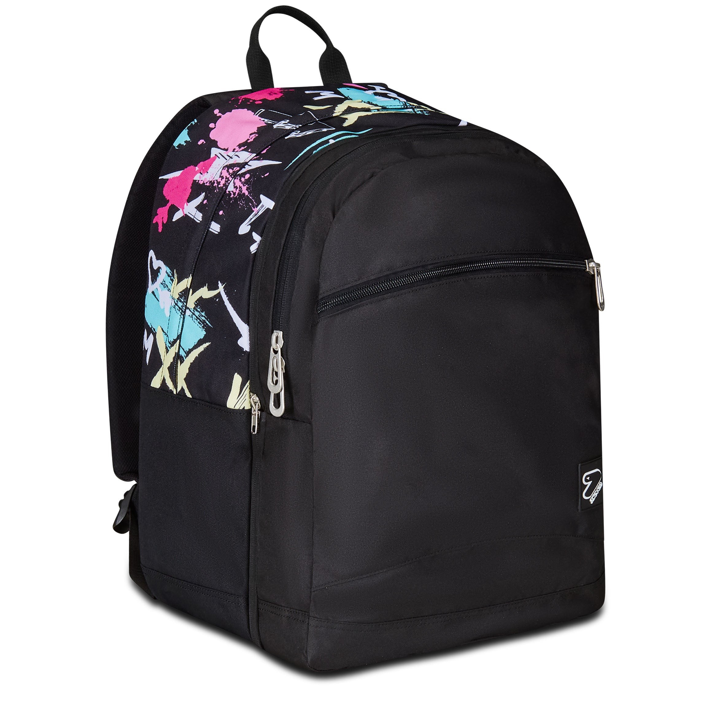 Zaino Scolastico Seven Reversibile XXL - 3 In 1, Doppio Scomparto, Per PC E Borraccia, Nero/Fucsia