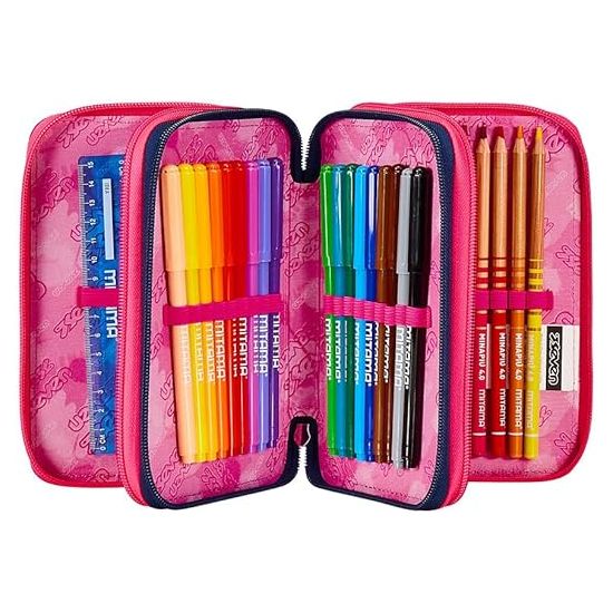 Astuccio Seven Crew 3 Scomparti Blu Con Matite E Penne - Kit Scuola Completo - Foto 1