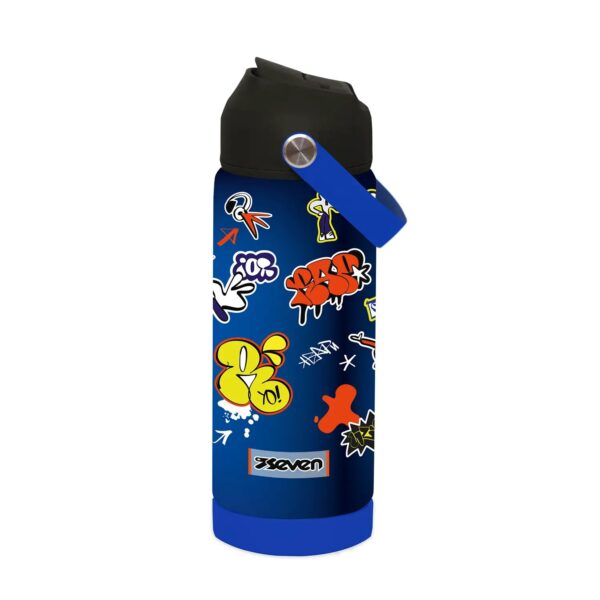 Borraccia Seven 500ML Inox 304 Termica Beccuccio Retrattile Nero su linait