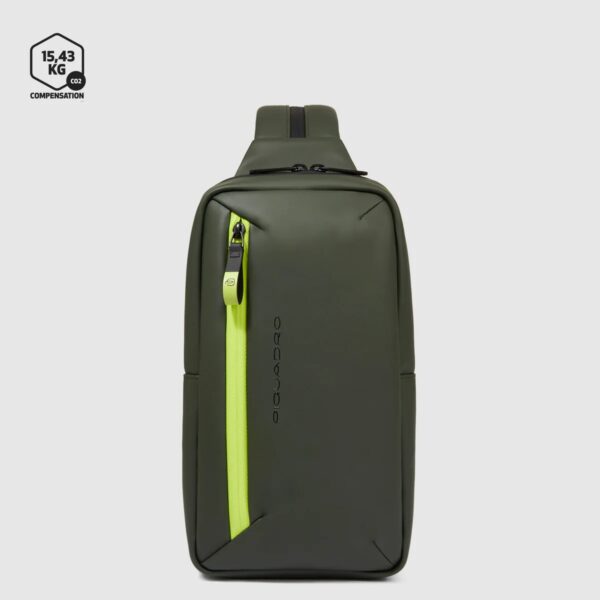 Monospalla Piquadro portabile a Zaino in Tessuto Riciclato Corner Verde su linait