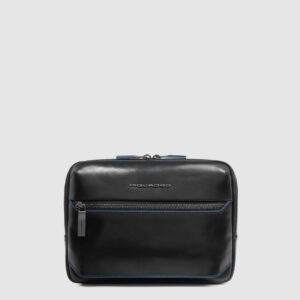 Tracolla Uomo Piquadro Orizzontale porta Tablet Mini in Pelle Blue Square Nero su linait