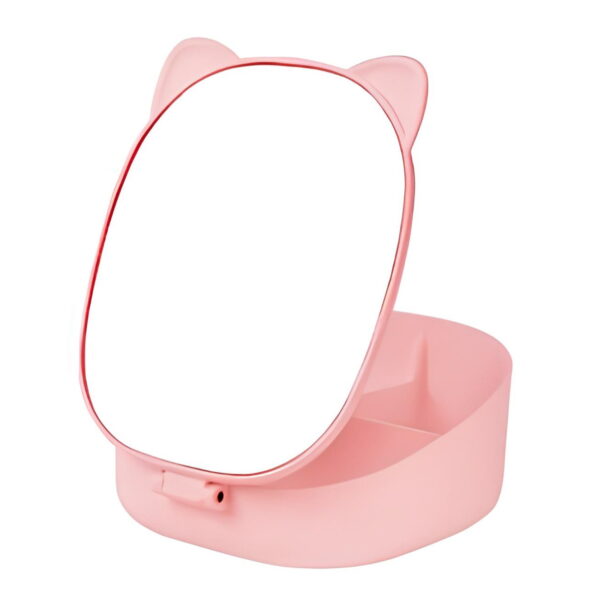 Specchio da Trucco Pieghevole con contenitore Rosa su linait