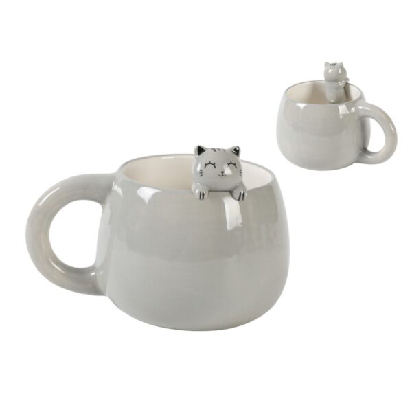 Tazza in Cermica con Charm Gray Cat 13x8