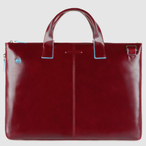 Cartella Piquadro sottile porta pc pelle Blue Square rosso
