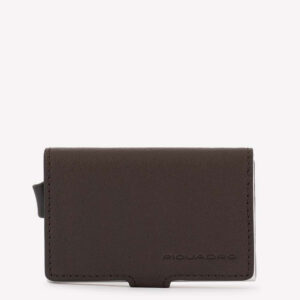 Piquadro Porta Carte di Credito in Metallo e Pelle Black Square Testa di Moro
