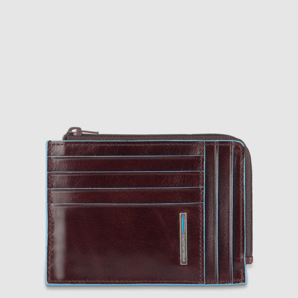 Bustina Piquadro portamonete-carte in pelle Blue Square Mogano