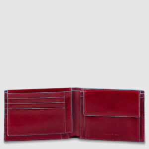 Portafoglio Piquadro uomo con portamonete in pelle Blue Square rosso su linait