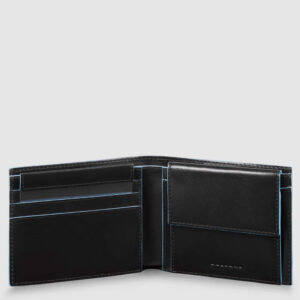 Portafoglio Piquadro uomo con portamonete in pelle Blue Square Nero
