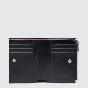 Portafoglio Piquadro Uomo Verticale con Portamonete in Pelle BLUE SQUARE Nero su linait