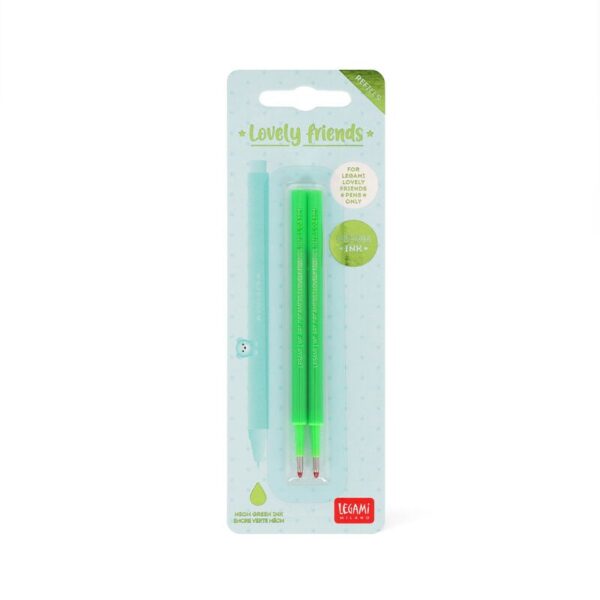 Set di 2 Refill per Penna Gel Lovely Friends Verde Neon su linait
