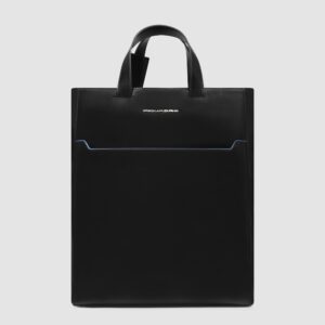 Tote Bag Piquadro Donna Porta Computer 14 In Pelle Blue Sqaure Nero su linait