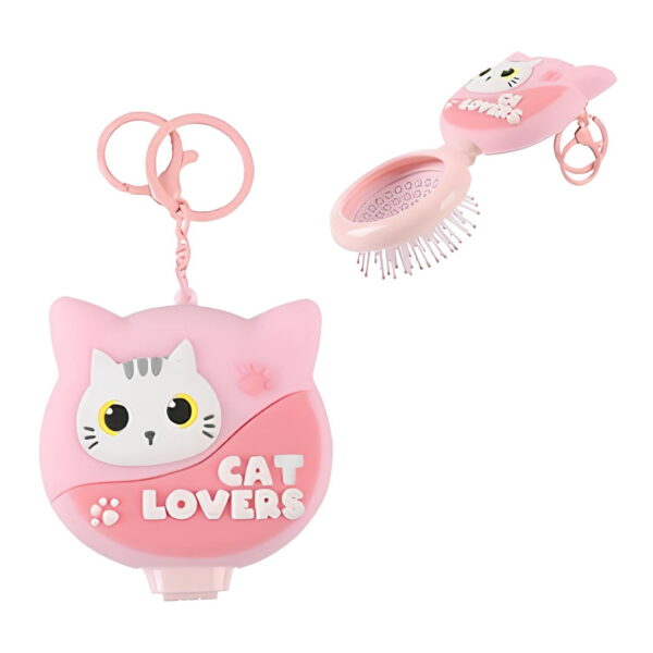 Spazzola con specchio pieghevole CAT Rosa su linait