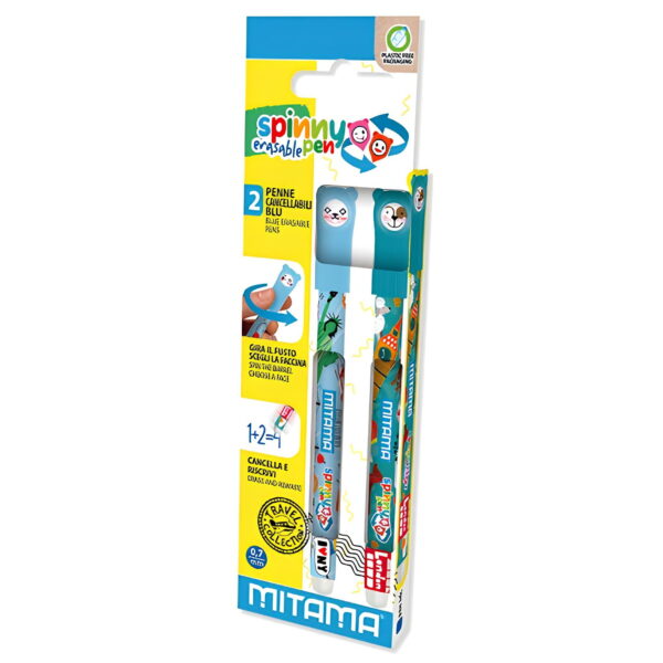 Set 2 Penne Cancellabili Mitama Spinny Fantasy New York-Londra Blu su linait