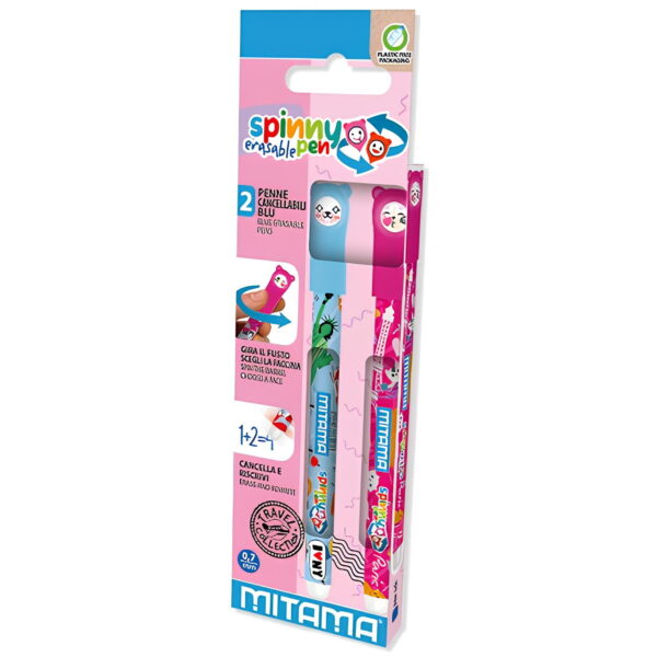 Set 2 Penne Cancellabili Mitama Spinny Fantasy Parigi - New York Blu su linait