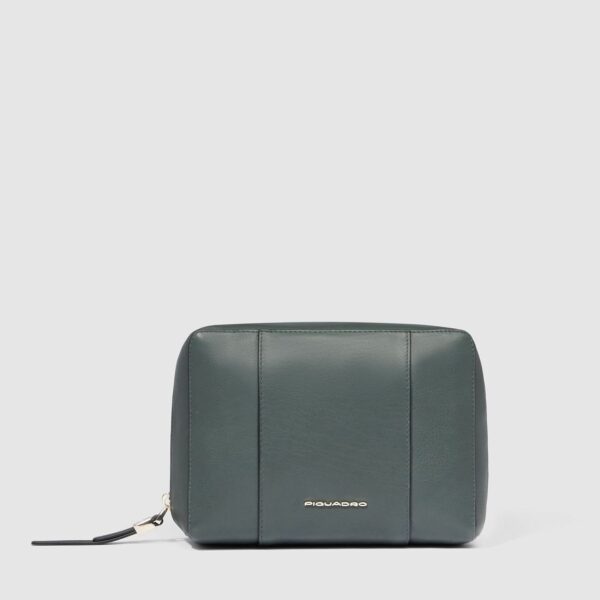 Trousse Piquadro Portatrucchi in Pelle Circle Verde Scuro/Verde su linait