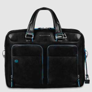 Cartella Piquadro Blue Square sottile porta pc in pelle Nero