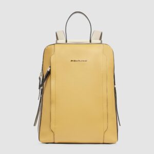 Zaino Piquadro porta pc e porta iPad in pelle Circle Giallo/Beige su linait
