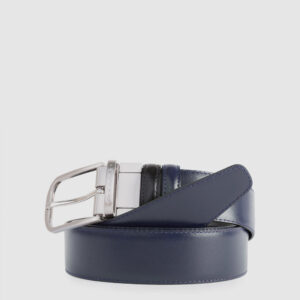 Cintura Piquadro uomo fibbia ardiglione in pelle nero blu Coll.11 su linait