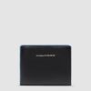 Portafoglio Piquadro Donna Piccolo Con Portamonete In Pelle Blue Square Nero su linait