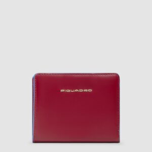 Portafoglio Piquadro Donna Piccolo Con Portamonete In Pelle Blue Square Rosso su linait