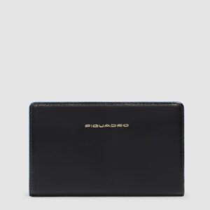 Portafoglio Piquadro Donna Con Portamonete In Pelle Blue Square Nero su linait