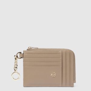 Portamonete Piqudro donna porta carte credito e portachiavi in pelle Circle Tortora su linait