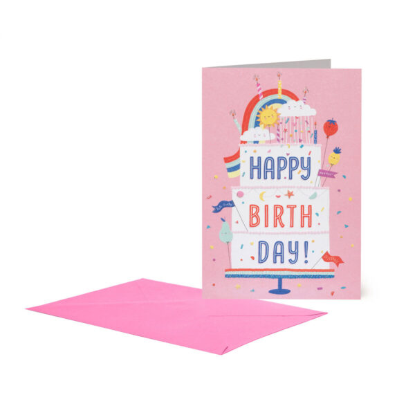 Biglietto d'Auguri di Compleanno Large RAINBOW CAKE su linait