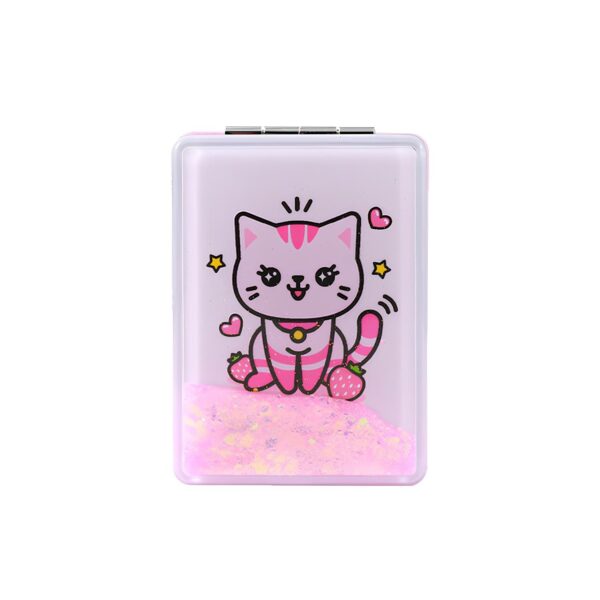 Specchietto da Borsa Liquid Glitter Gatto Rosa su linait