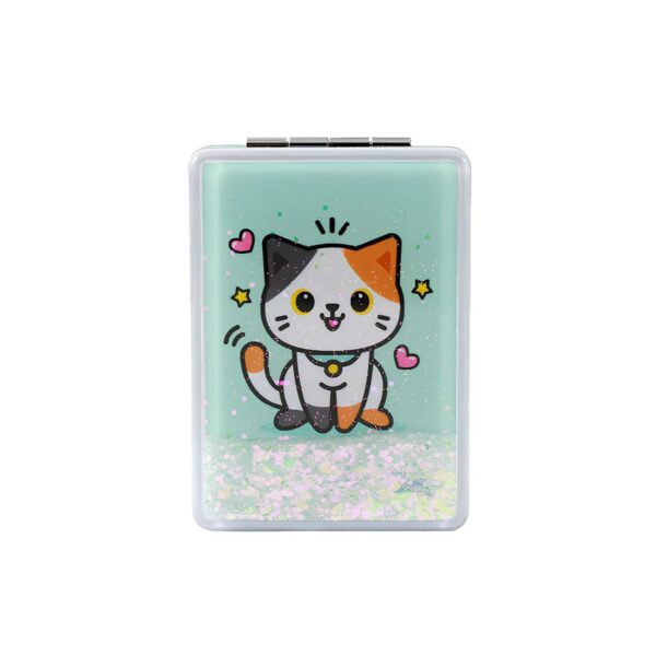 Specchietto da Borsa Liquid Glitter Gatto Arancione su linait