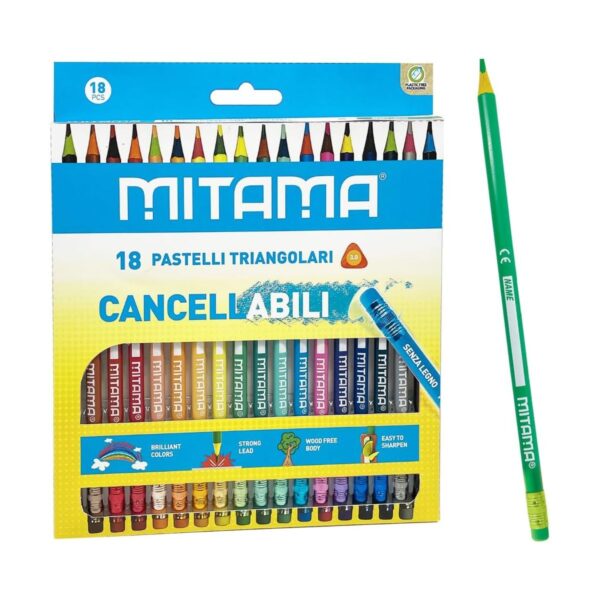 Mitama Pastelli Cancellabili Confezione da 18 pastelli Mina 3.0 mm su linait
