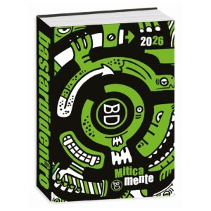Diario BastardiDentro Miticamente Fluo 2025/26 Datato 13.6x18.3 Cartonato Verde Fluo su linait