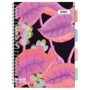 Quadernone Spiaralato TEENACE GIRL MOOD con divisori 5MM con margine e titolo Rosa/Nero su linait