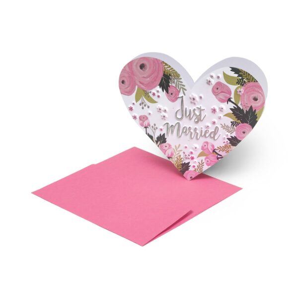 LARGE GREETING CARD - GREETING CARD - JUST MARRIED HEART - HEART su linait