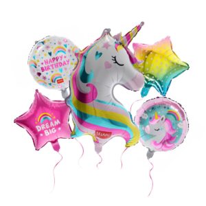 Set di 5 Palloncini per Festa di Compleanno Let's Party Unicorn su linait