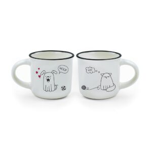 Set Due Tazzine da Caffè Espresso For Two Dog And Cat su linait