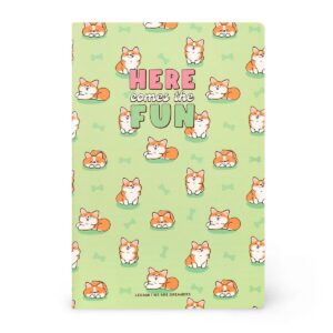 Quaderno a Righe Formato A6 Lined Notebook Green Corgi su linait