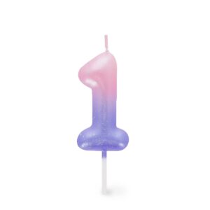 Candela per Torta - Happy Birthday Candle Numero 1 Rosa su linait