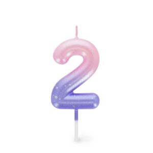 Candela per Torta - Happy Birthday Candle Numero 2 Rosa su linait