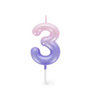 Candela per Torta - Happy Birthday Candle Numero 3 Rosa su linait