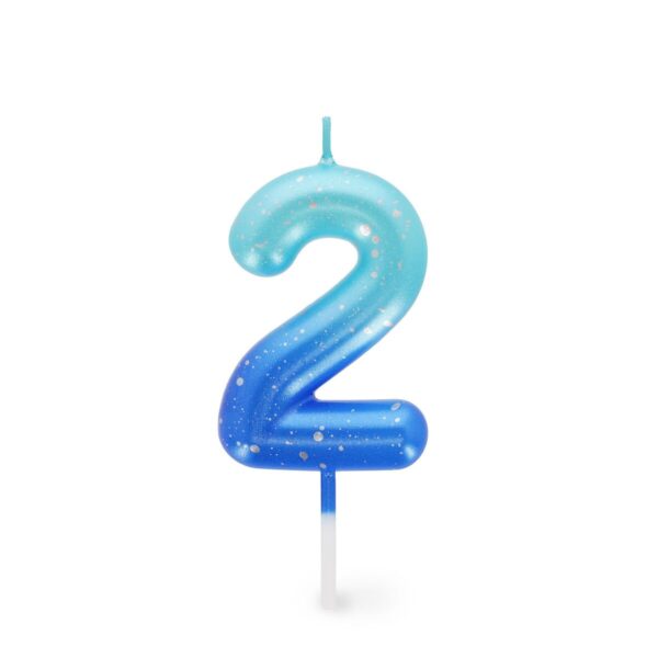 Candela per Torta - Happy Birthday Candle Numero 2 Blu su linait
