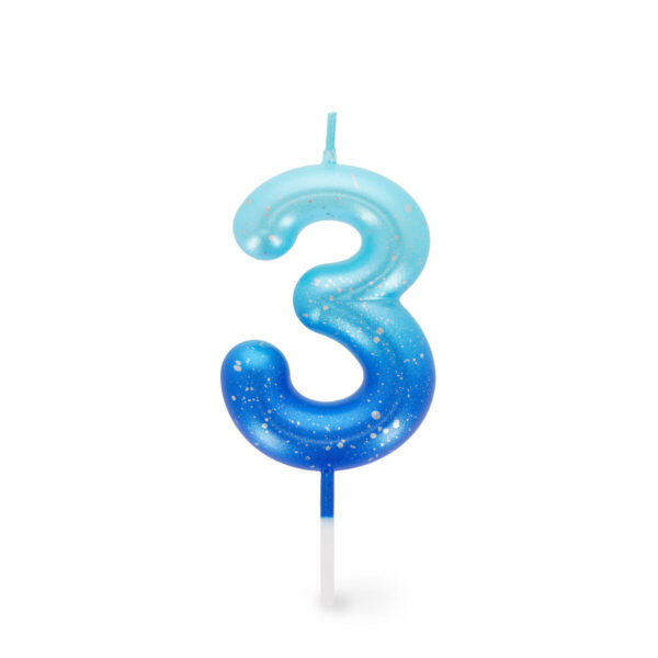 Candela per Torta - Happy Birthday Candle Numero 3 Blu su linait