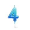 Candela per Torta - Happy Birthday Candle Numero 4 Blu su linait