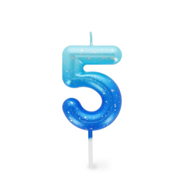 Candela per Torta - Happy Birthday Candle Numero 5 Blu su linait
