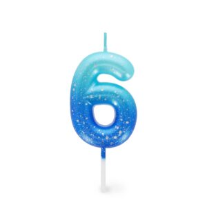 Candela per Torta - Happy Birthday Candle Numero 6 Blu su linait
